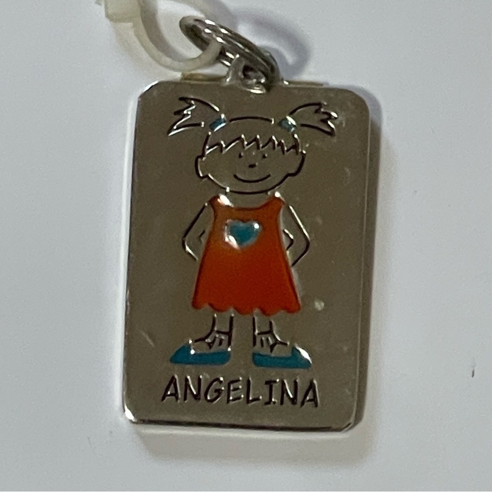 GANZ Kids Name Tag Charm ID Backpack Pull "ANGELINA"